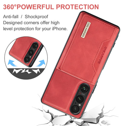 For Sony Xperia 1 VI DG.MING M2 Series 3-Fold Multi Card Bag + Magnetic Phone Case(Red) - Sony Cases by DG.MING | Online Shopping UK | buy2fix