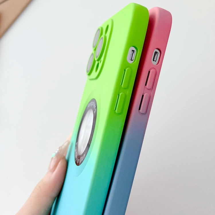 For iPhone 11 Pro Max Two-color Gradient MagSafe TPU Phone Case(Green+Blue) - iPhone 11 Pro Max Cases by buy2fix | Online Shopping UK | buy2fix