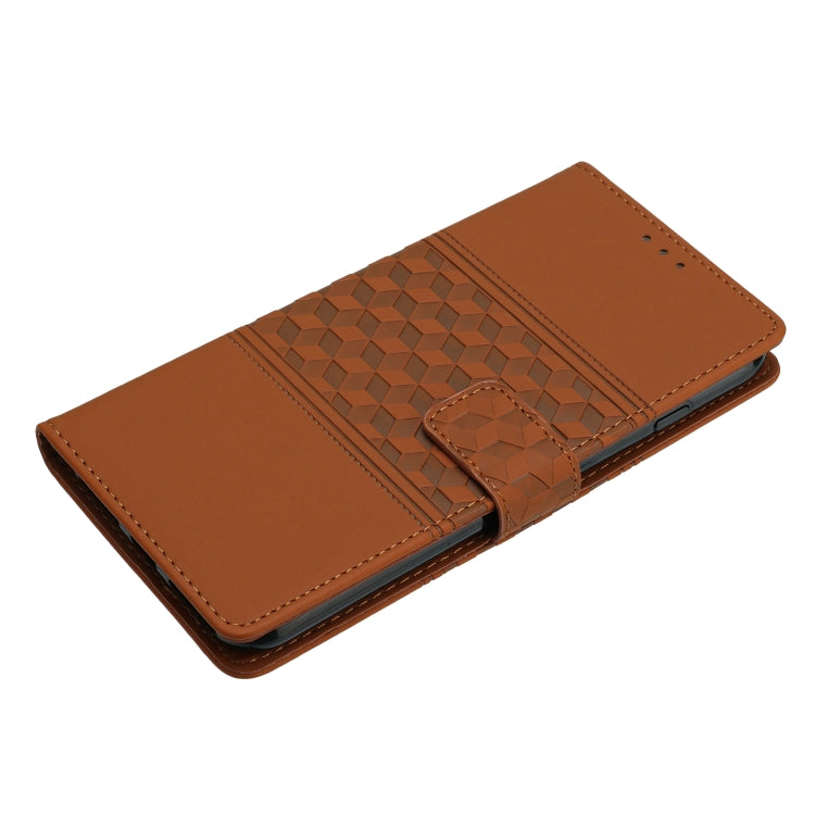 For iPhone 16 Plus Diamond Embossed Skin Feel Leather Phone Case(Brown) - iPhone 16 Plus Cases by buy2fix | Online Shopping UK | buy2fix