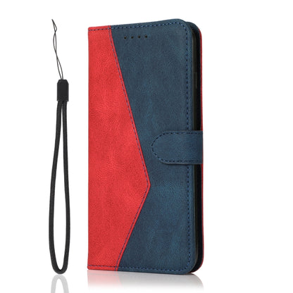 For iPhone 16 Plus Dual-color Stitching Leather Phone Case(Red Blue) - iPhone 16 Plus Cases by buy2fix | Online Shopping UK | buy2fix