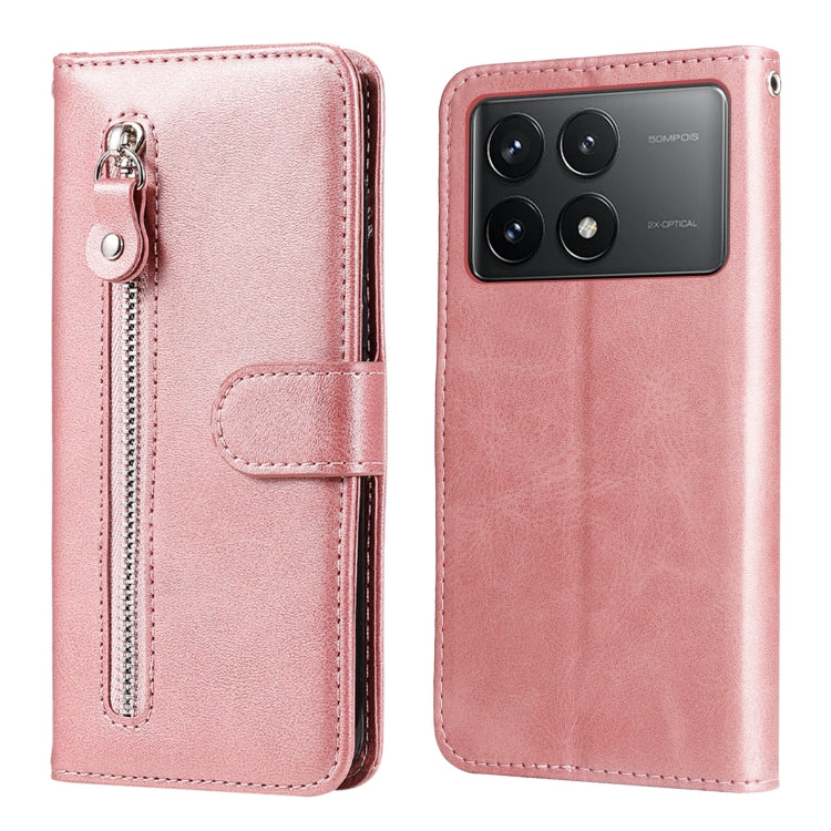 For Xiaomi Redmi K70 / K70 Pro Fashion Calf Texture Zipper Leather Phone Case(Rose Gold) - K70 Pro Cases by buy2fix | Online Shopping UK | buy2fix