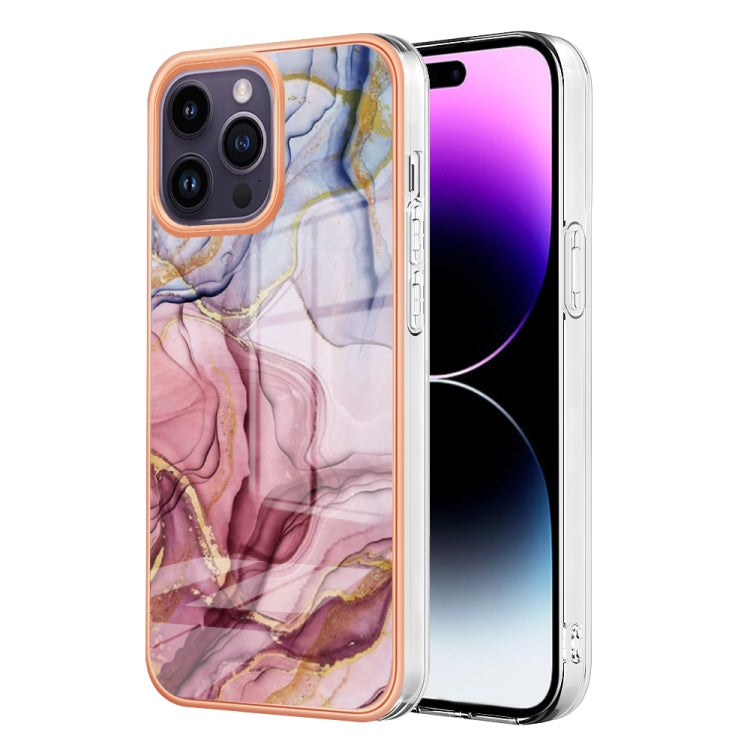 For iPhone 16 Pro Max Electroplating Marble Dual-side IMD Phone Case(Rose Red 014) - iPhone 16 Pro Max Cases by buy2fix | Online Shopping UK | buy2fix