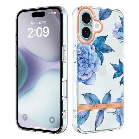 For iPhone 16 Plus Flowers and Plants Series IMD TPU Phone Case(Orchid Peony) - iPhone 16 Plus Cases by buy2fix | Online Shopping UK | buy2fix