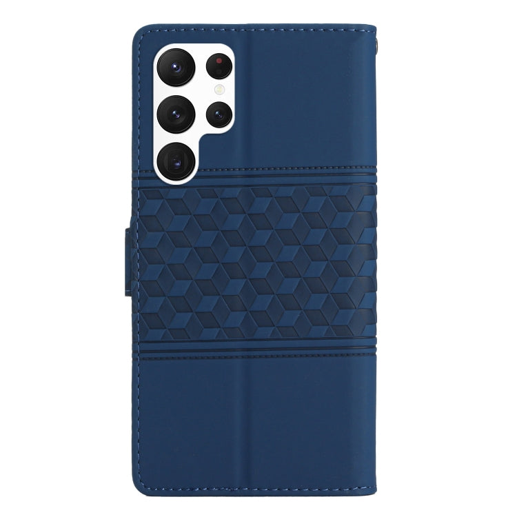 For Samsung Galaxy S24 Ultra 5G Diamond Embossed Skin Feel Leather Phone Case(Dark Blue) - Galaxy S24 Ultra 5G Cases by buy2fix | Online Shopping UK | buy2fix