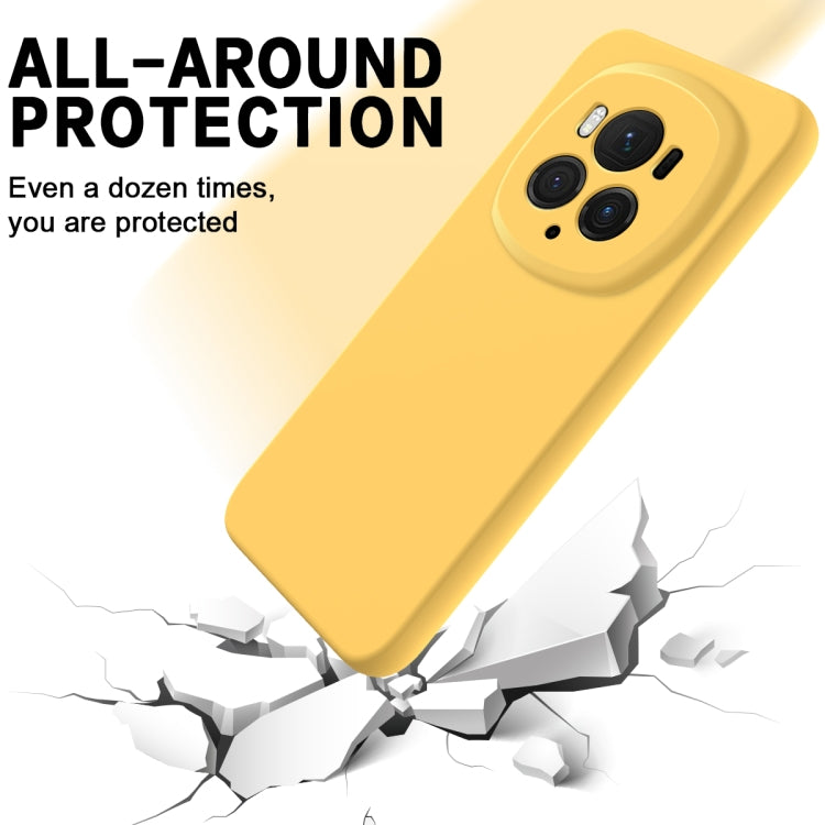 For Honor Magic6 Pro Pure Color Liquid Silicone Shockproof Phone Case(Yellow) - Honor Cases by buy2fix | Online Shopping UK | buy2fix