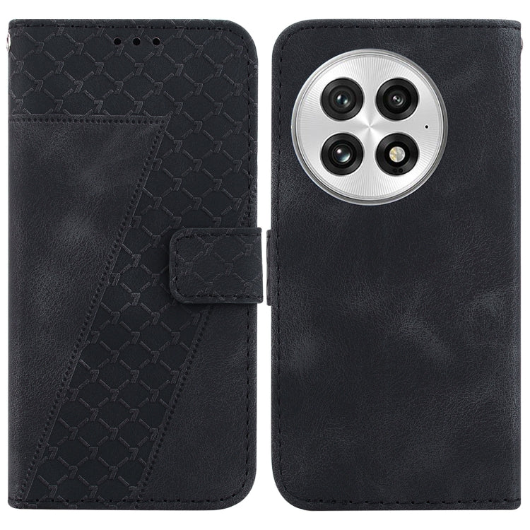 For OnePlus 13 Seven-shaped Embossed Leather Phone Case(Black) - OnePlus Cases by buy2fix | Online Shopping UK | buy2fix