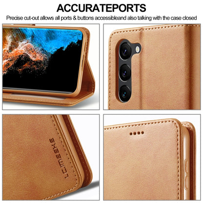 For Samsung Galaxy S24+ 5G LC.IMEEKE Calf Texture Leather Phone Case(Brown) - Galaxy S24+ 5G Cases by LC.IMEEKE | Online Shopping UK | buy2fix