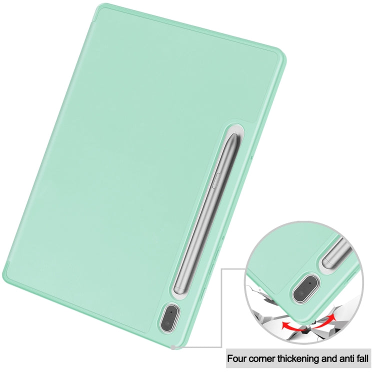 For Samsung Galaxy Tab S9 3-Fold Pure Color TPU Smart Leather Tablet Case with Pen Slot(Mint Green) - Galaxy Tab S9 Cases by buy2fix | Online Shopping UK | buy2fix