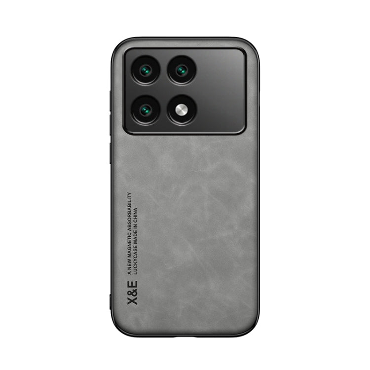 For Xiaomi Redmi K70E Skin Feel Magnetic Leather Back Phone Case(Light Grey) - K70E Cases by buy2fix | Online Shopping UK | buy2fix