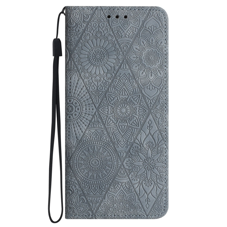 For iPhone 16 Ethnic Embossed Adsorption Leather Phone Case(Grey) - iPhone 16 Cases by buy2fix | Online Shopping UK | buy2fix