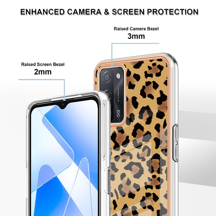 For OPPO A55 5G / A53s 5G / A54 4G Electroplating Marble Dual-side IMD Phone Case(Leopard Print) - OPPO Cases by buy2fix | Online Shopping UK | buy2fix