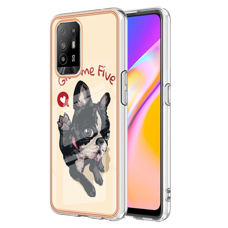 For OPPO A94 5G / A95 5G Electroplating Marble Dual-side IMD Phone Case(Lucky Dog) - OPPO Cases by buy2fix | Online Shopping UK | buy2fix