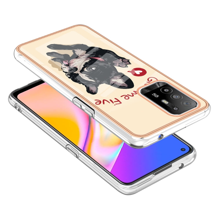 For OPPO A94 5G / A95 5G Electroplating Marble Dual-side IMD Phone Case(Lucky Dog) - OPPO Cases by buy2fix | Online Shopping UK | buy2fix