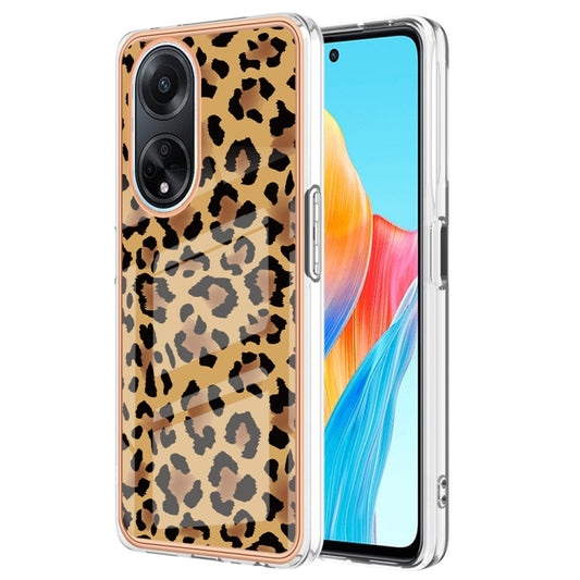 For OPPO A98 Electroplating Marble Dual-side IMD Phone Case(Leopard Print) - OPPO Cases by buy2fix | Online Shopping UK | buy2fix