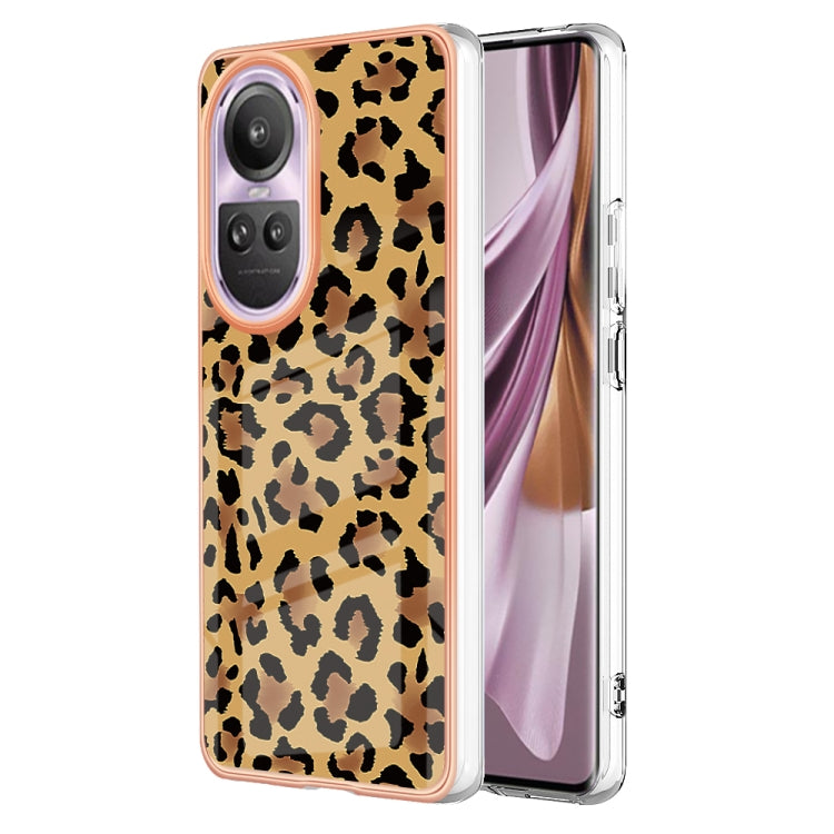 For OPPO Reno10 Pro 5G Global Electroplating Marble Dual-side IMD Phone Case(Leopard Print) - OPPO Cases by buy2fix | Online Shopping UK | buy2fix