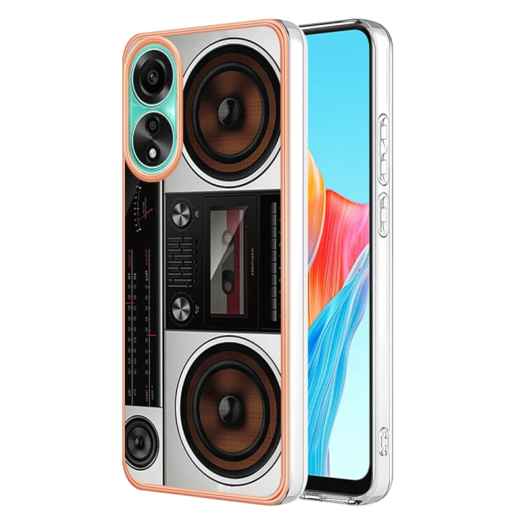 For OPPO A78 4G Electroplating Marble Dual-side IMD Phone Case(Retro Radio) - OPPO Cases by buy2fix | Online Shopping UK | buy2fix