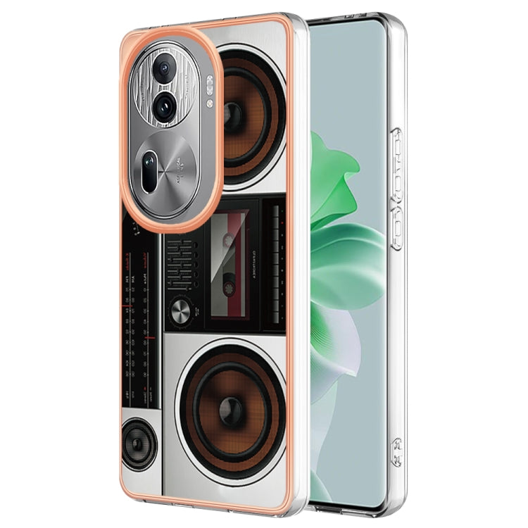 For OPPO Reno11 Pro 5G Global Electroplating Marble Dual-side IMD Phone Case(Retro Radio) - Reno11 Pro Cases by buy2fix | Online Shopping UK | buy2fix