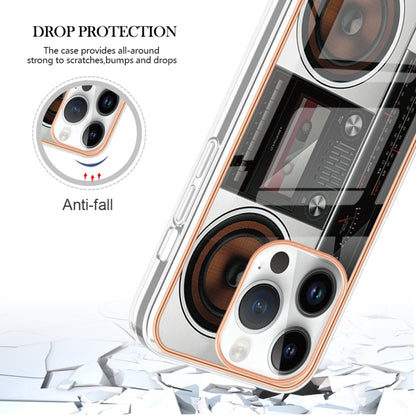 For iPhone 16 Pro Electroplating Marble Dual-side IMD Phone Case(Retro Radio) - iPhone 16 Pro Cases by buy2fix | Online Shopping UK | buy2fix