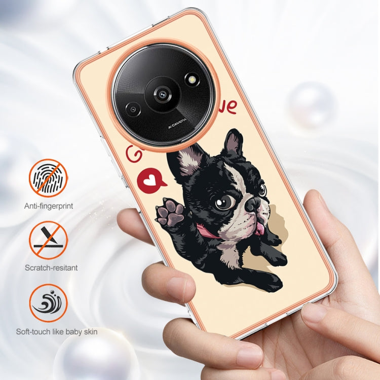 For Xiaomi Redmi A3 Electroplating Marble Dual-side IMD Phone Case(Lucky Dog) - Xiaomi Cases by buy2fix | Online Shopping UK | buy2fix