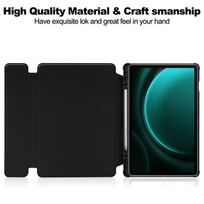 For Samsung Galaxy Tab S9 FE+ 360 Rotation Transparent Smart Leather Case with Keyboard(Black) - Galaxy Tab S9 FE+ by buy2fix | Online Shopping UK | buy2fix