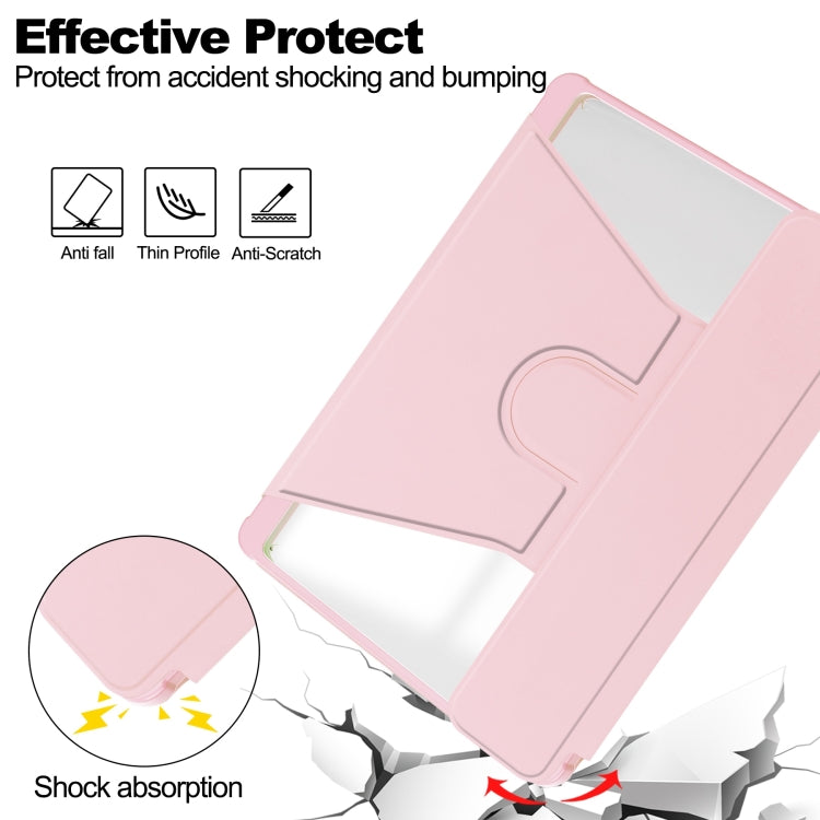 For Samsung Galaxy Tab S9 FE+ 360 Rotation Transparent Smart Leather Case(Pink) - Galaxy Tab S9 FE+ by buy2fix | Online Shopping UK | buy2fix