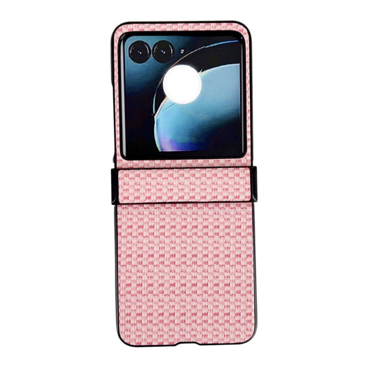 For Motorola Razr 50 Fantasy Weave Pattern Three-piece Set Protective Phone Case(Pink) - Motorola Cases by buy2fix | Online Shopping UK | buy2fix