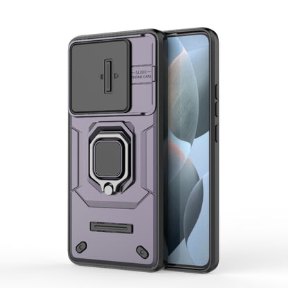 For Xiaomi Redmi K70E 5G Sliding Camshield TPU + PC Shockproof Phone Case with Holder(Purple) - K70E Cases by buy2fix | Online Shopping UK | buy2fix