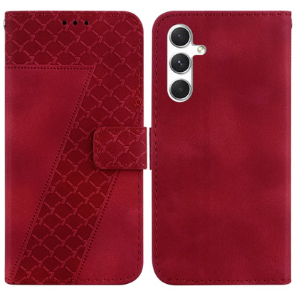 For Samsung Galaxy S24 5G 7-shaped Embossed Leather Phone Case(Red) - Galaxy S24 5G Cases by buy2fix | Online Shopping UK | buy2fix