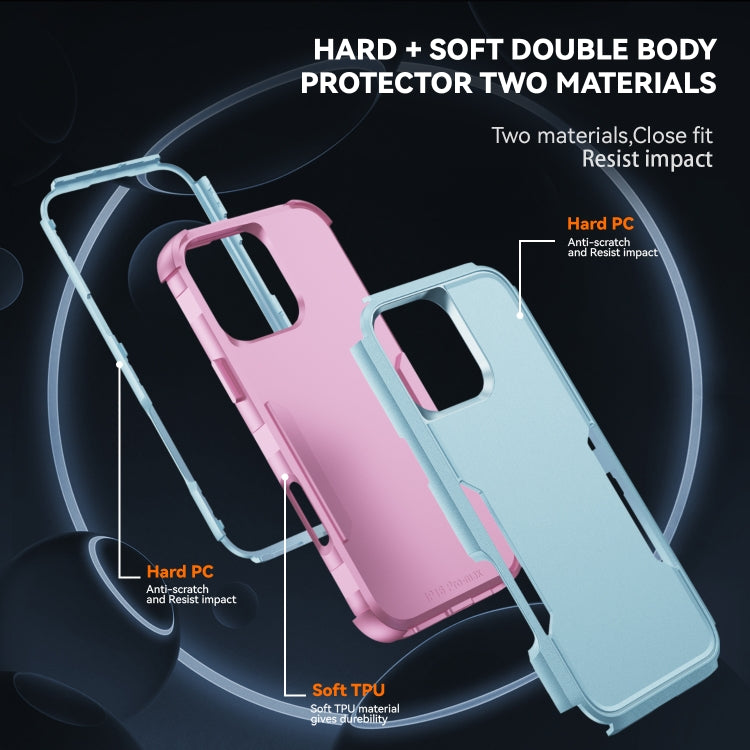 For iPhone 16 Pro Max Commuter Shockproof TPU + PC Phone Case(Grey Green+Pink) - iPhone 16 Pro Max Cases by buy2fix | Online Shopping UK | buy2fix