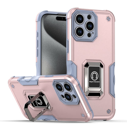 For iPhone 16 Pro Max Ring Holder Non-slip Shockproof Armor Phone Case(Rose Gold) - iPhone 16 Pro Max Cases by buy2fix | Online Shopping UK | buy2fix