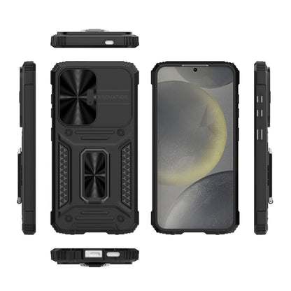 For Samsung Galaxy S24 5G Camshield Robot TPU Hybrid PC Phone Case(Black) - Galaxy S24 5G Cases by buy2fix | Online Shopping UK | buy2fix