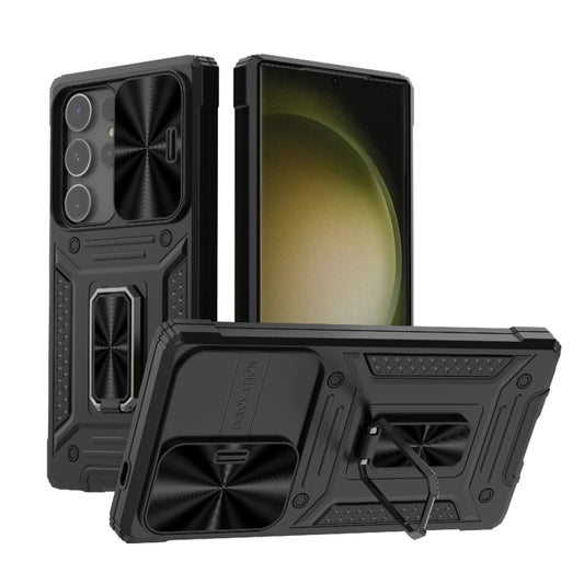For Samsung Galaxy S24 Ultra 5G Camshield Robot TPU Hybrid PC Phone Case(Black) - Galaxy S24 Ultra 5G Cases by buy2fix | Online Shopping UK | buy2fix