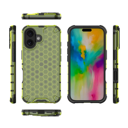 For iPhone 16 Plus Honeycomb Shockproof Phone Case(Green) - iPhone 16 Plus Cases by buy2fix | Online Shopping UK | buy2fix