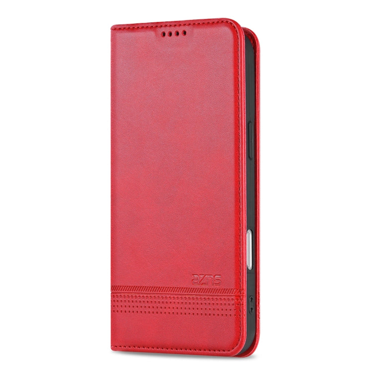 For iPhone 16 AZNS Magnetic Calf Texture Flip Leather Phone Case(Red) - iPhone 16 Cases by AZNS | Online Shopping UK | buy2fix