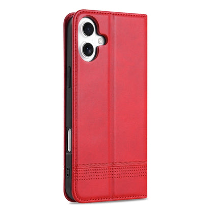 For iPhone 16 AZNS Magnetic Calf Texture Flip Leather Phone Case(Red) - iPhone 16 Cases by AZNS | Online Shopping UK | buy2fix