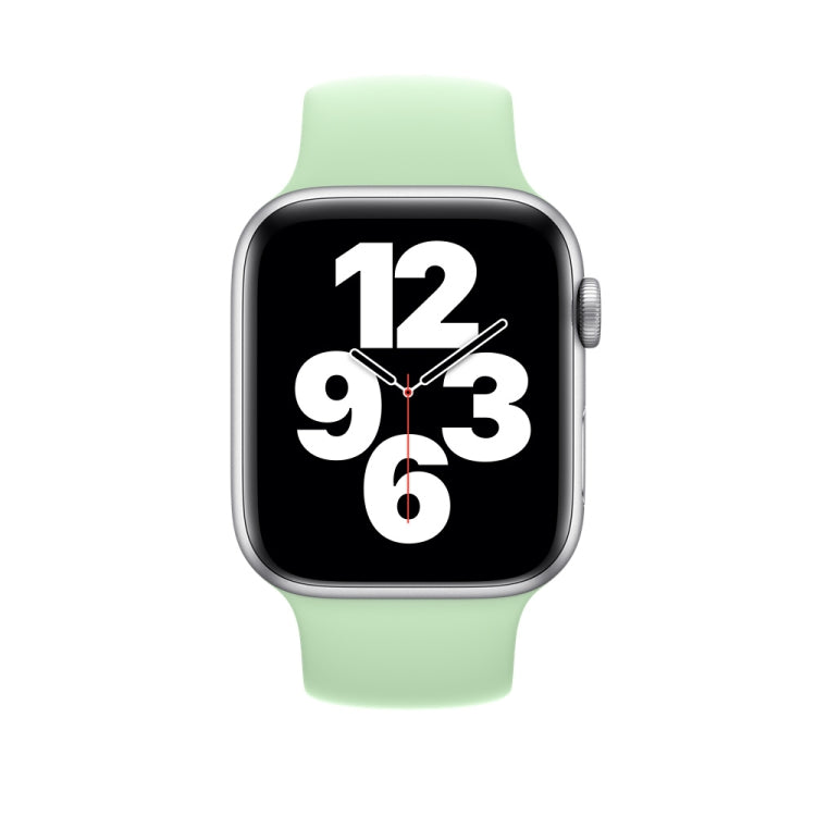 For Apple Watch Series 9&8&7 41mm / SE 3&SE 2&6&SE&5&4 40mm / 3&2&1 38mm Solid Color Elastic Silicone Watch Band, Size:S 130mm (Green) - Watch Bands by buy2fix | Online Shopping UK | buy2fix