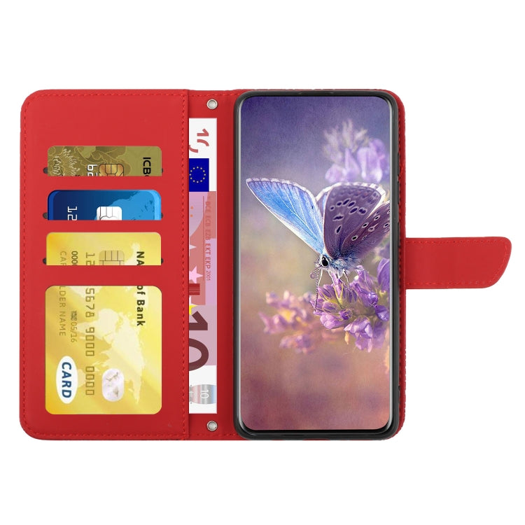 For Motorola Edge 5G 2024 HT03 Skin Feel Butterfly Embossed Flip Leather Phone Case(Red) - Motorola Cases by buy2fix | Online Shopping UK | buy2fix