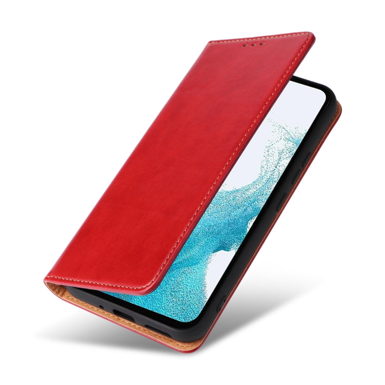 For Samsung Galaxy S23 FE 5G Fierre Shann PU Genuine Leather Texture Leather Phone Case(Red) - Galaxy S23 FE 5G Cases by FIERRE SHANN | Online Shopping UK | buy2fix