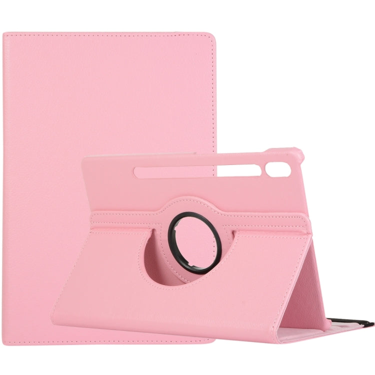 For Samsung Galaxy Tab S9 Ultra 360 Degrees Rotation Holder Litchi Texture Leather Tablet Case(Pink) - Galaxy Tab S9 Ultra Cases by buy2fix | Online Shopping UK | buy2fix