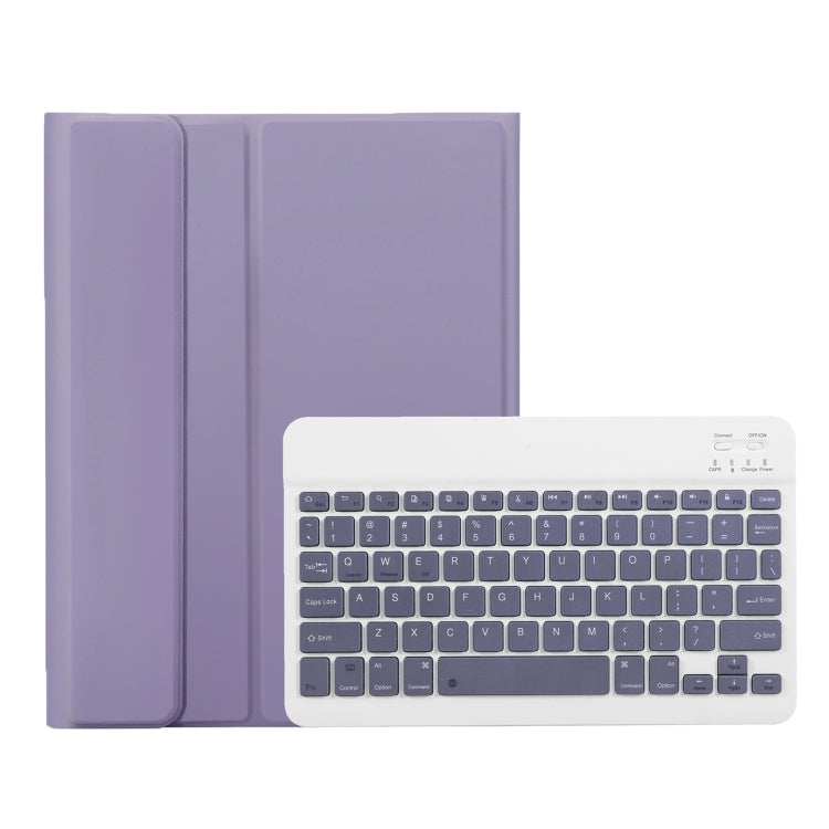 For Samsung Galaxy Tab S9 FE A710B Candy Color TPU Bluetooth Keyboard Leather Tablet Case with Pen Holder(Purple) - Samsung Keyboard by buy2fix | Online Shopping UK | buy2fix