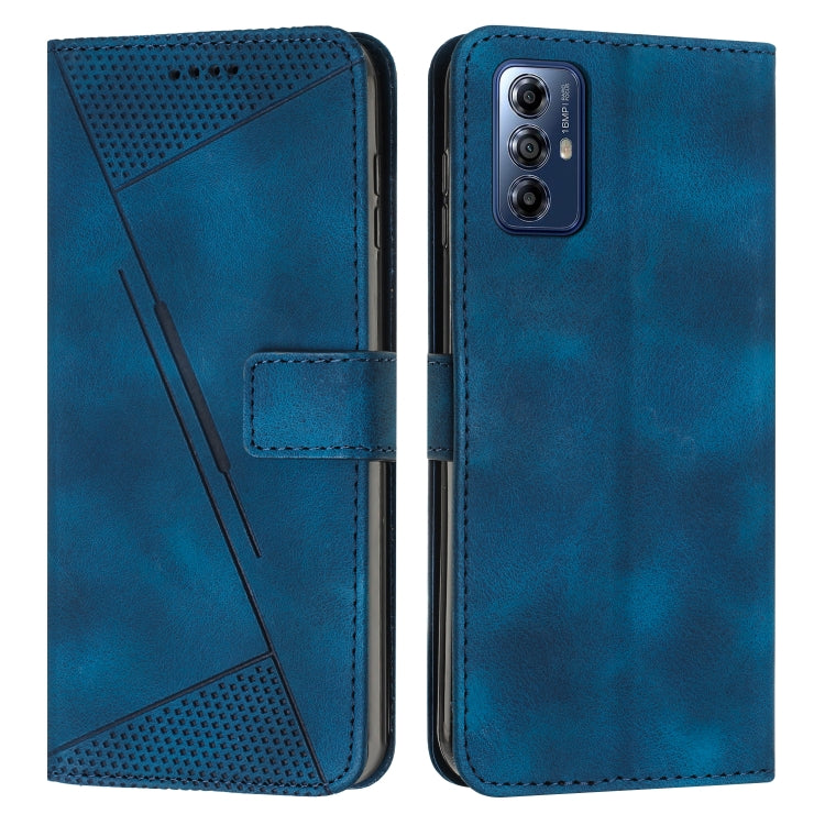 For Motorola Moto G Play 2024 Dream Triangle Leather Phone Case with Lanyard(Blue) - Motorola Cases by buy2fix | Online Shopping UK | buy2fix