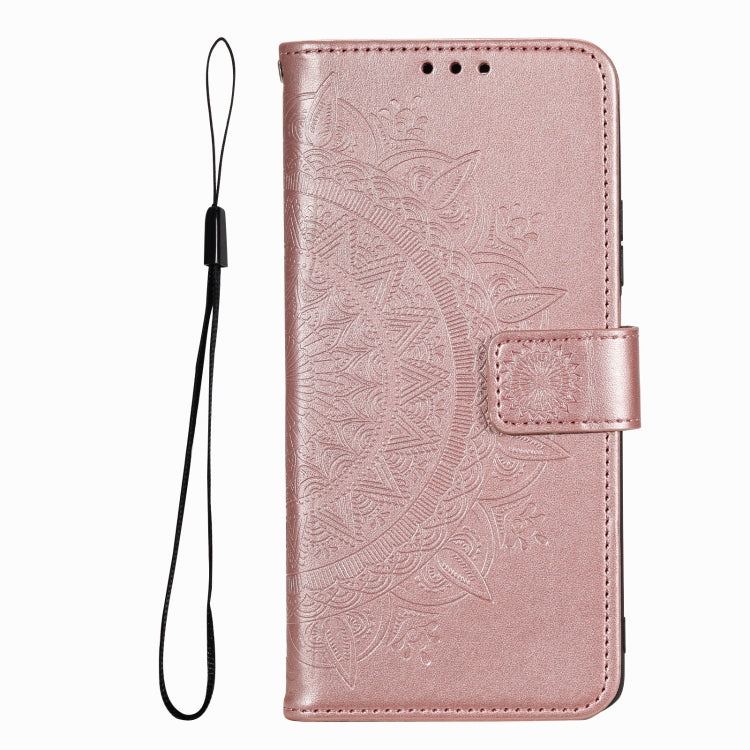 For iPhone 16 Pro Totem Flower Embossed Leather Phone Case(Rose Gold) - iPhone 16 Pro Cases by buy2fix | Online Shopping UK | buy2fix