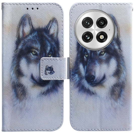 For OnePlus 13 Coloured Drawing Flip Leather Phone Case(White Wolf) - OnePlus Cases by buy2fix | Online Shopping UK | buy2fix