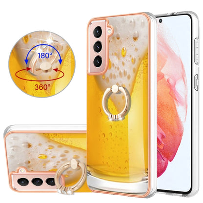 For Samsung Galaxy S21 5G Electroplating Dual-side IMD Phone Case with Ring Holder(Draft Beer) - Galaxy S21 5G Cases by buy2fix | Online Shopping UK | buy2fix