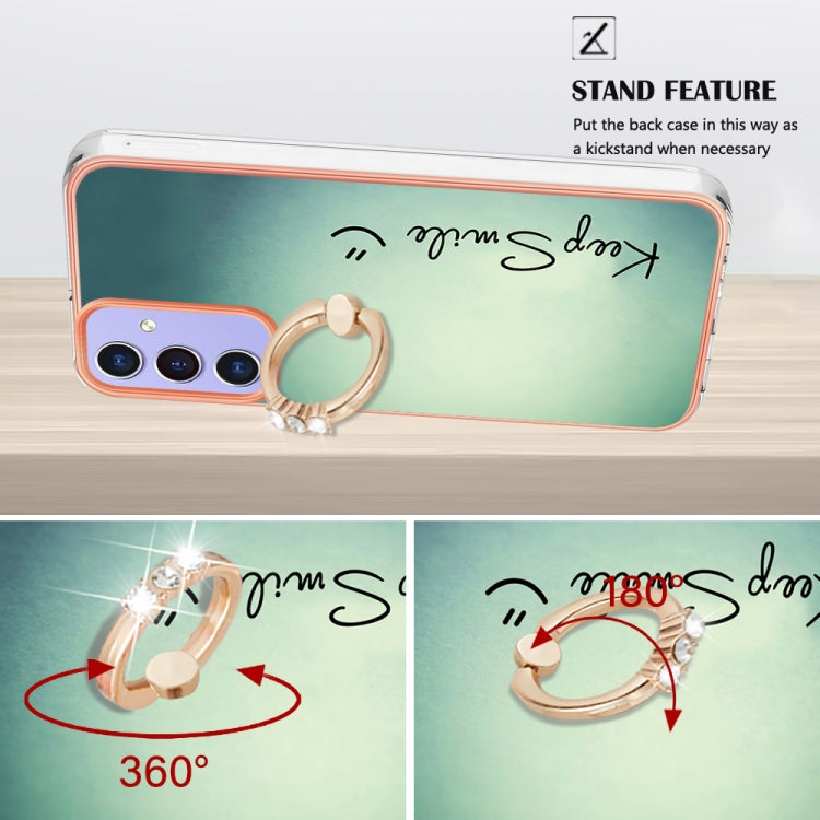 For Samsung Galaxy A15 5G Electroplating Dual-side IMD Phone Case with Ring Holder(Smile) - Galaxy Phone Cases by buy2fix | Online Shopping UK | buy2fix