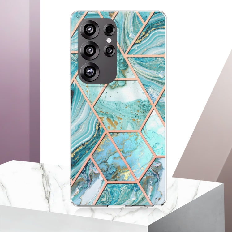 For Samsung Galaxy S25 Ultra 5G Electroplating Splicing Marble TPU Phone Case(Blue) - Galaxy S25 Ultra 5G Cases by buy2fix | Online Shopping UK | buy2fix