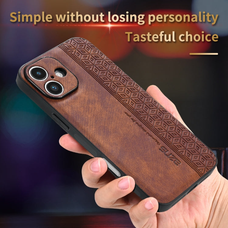 For iPhone 16 AZNS 3D Embossed Skin Feel Phone Case(Brown) - iPhone 16 Cases by AZNS | Online Shopping UK | buy2fix