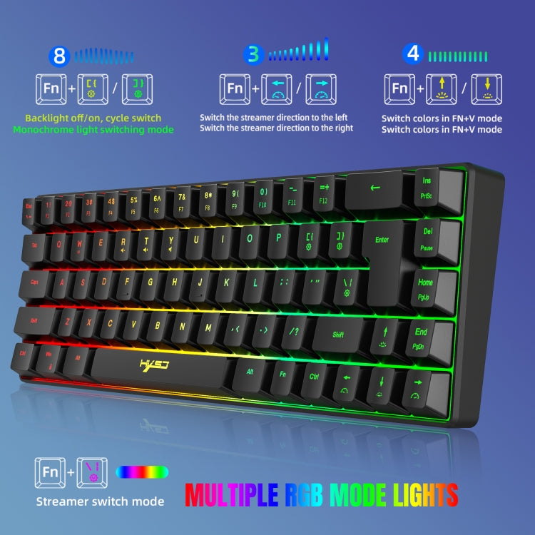 HXSJ V200 Wired RGB Backlit Mechanical Keyboard 68 Key Caps, Cable Length: 1.7m(White) - Wired Keyboard by HXSJ | Online Shopping UK | buy2fix