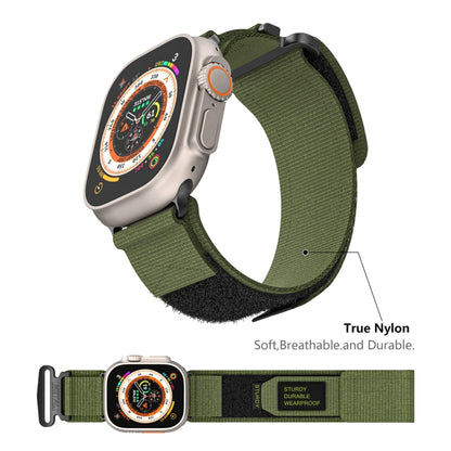 For Apple Watch Ultra 49mm AW Nylon Two-Section Watch Band(Army Green) - Watch Bands by buy2fix | Online Shopping UK | buy2fix