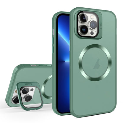 For iPhone 13 Pro Max Skin Feel CD Texture MagSafe Lens Holder Phone Case(Green) - iPhone 13 Pro Max Cases by buy2fix | Online Shopping UK | buy2fix